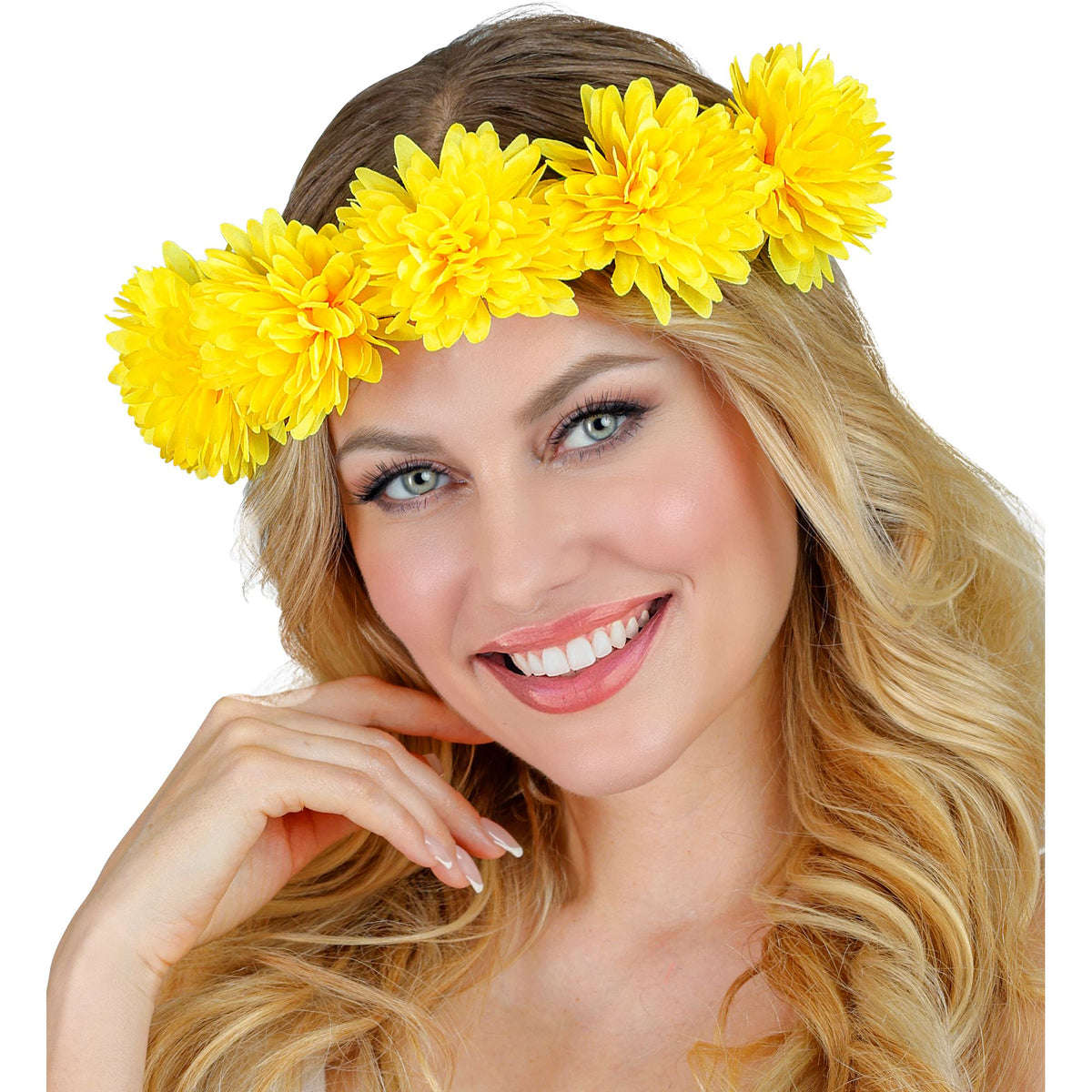 "STIRNBAND / HAARBAND MIT GELBEN BLUMEN"