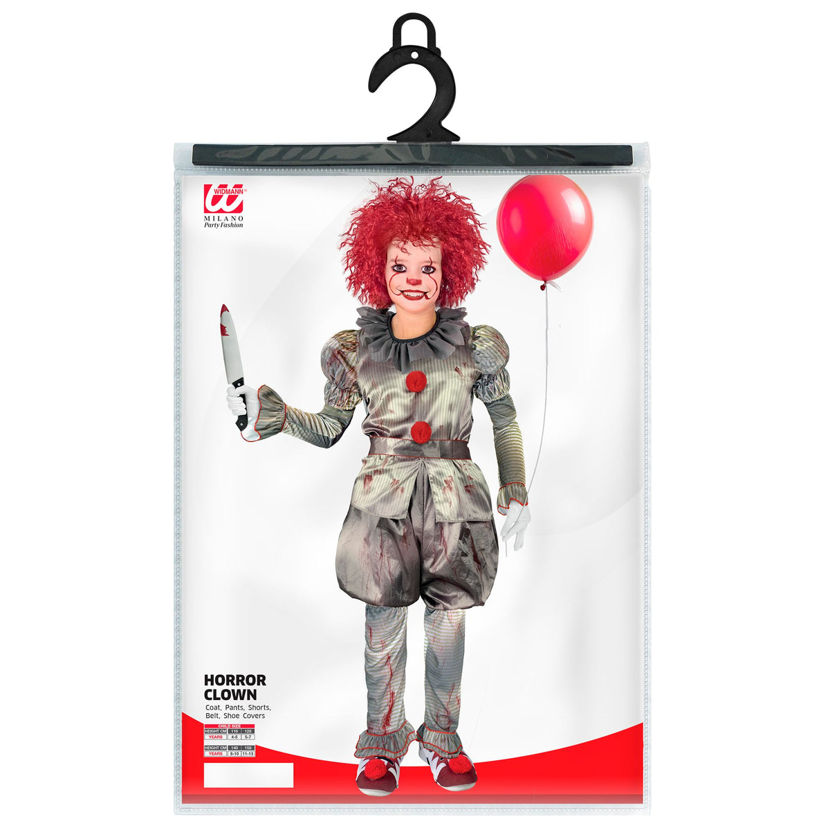 "HORROR CLOWN" (Hemd, Hose, Shorts, Gürtel, Überschuhe)