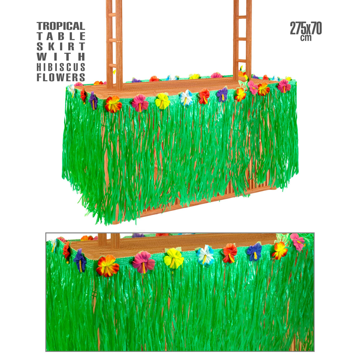 "TROPISCHE TISCHDEKO MIT HIBISKUSBLÜTEN" 2,75 m