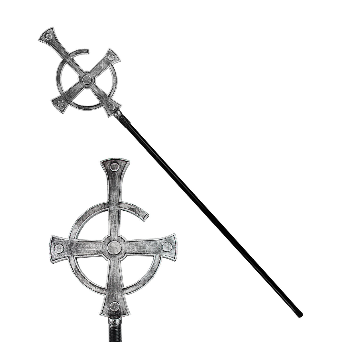 "ZERLEGBARER PRIESTERSTAB SCHWARZE MESSE" 145 cm