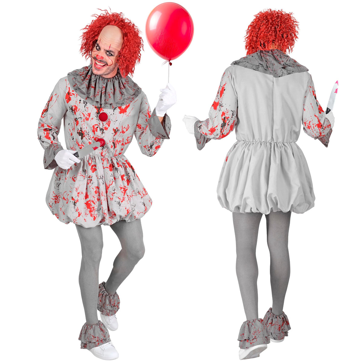 "VINTAGE-HORROR-CLOWN" (Kleid, Halskrause, Schuhüberzieher)