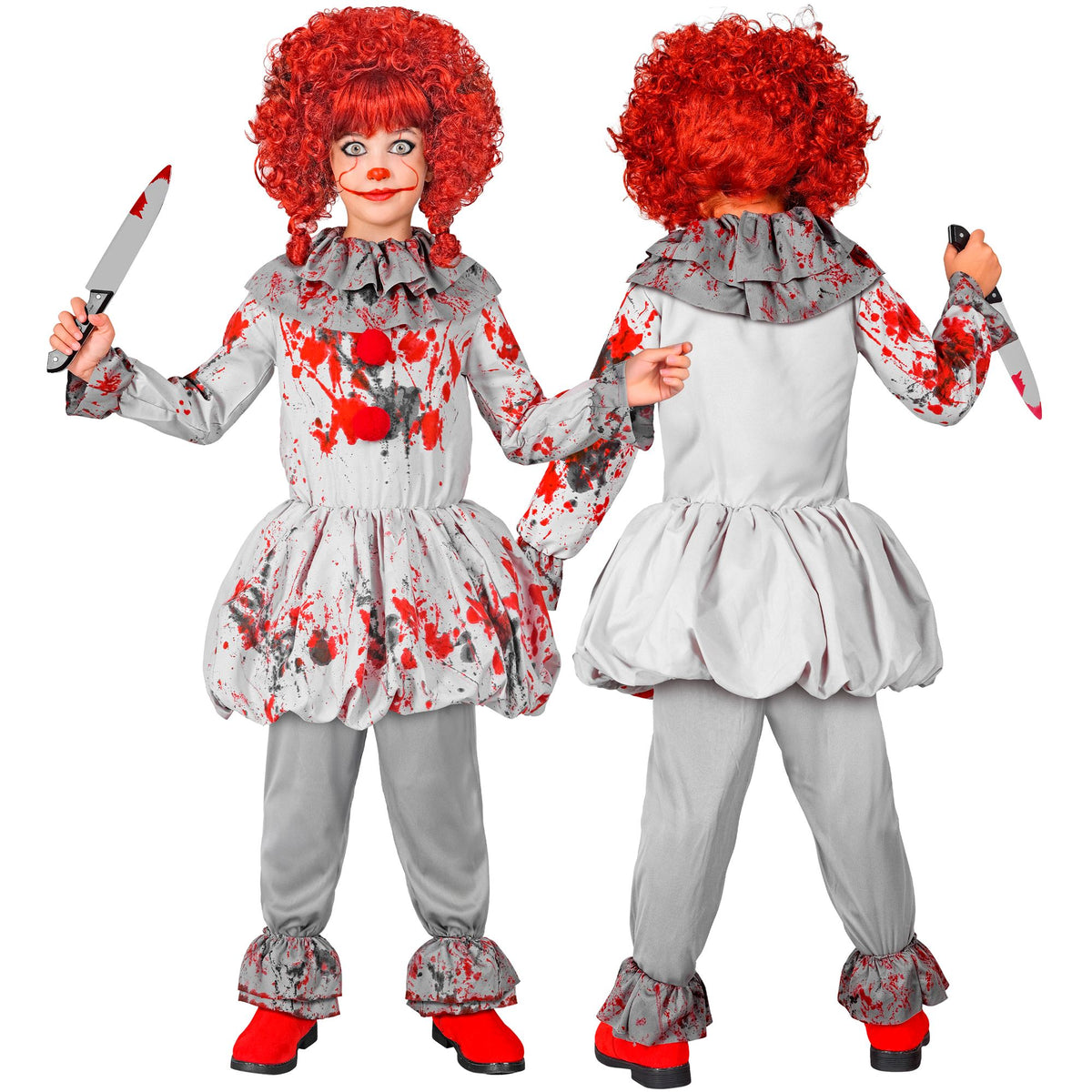 "VINTAGE-HORROR-CLOWN" (Kleid, Halskrause, Schuhüberzieher)