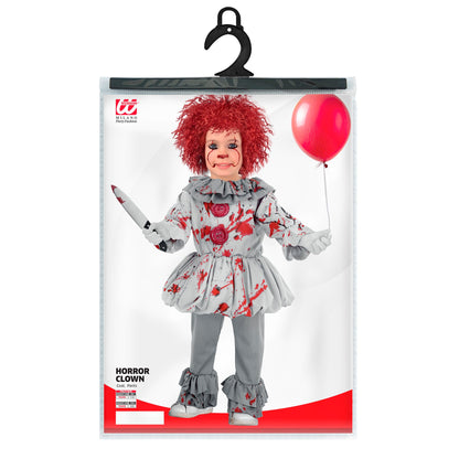 Widmann Vintage-Horror-Clown-Kostüm für Kinder mit Oberteil und Hose in Grau – Seitenansicht