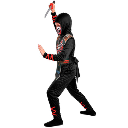 "SKELETT NINJA" (Overall, Brustrüstung mit Gürtel, Kapuze, Maske)