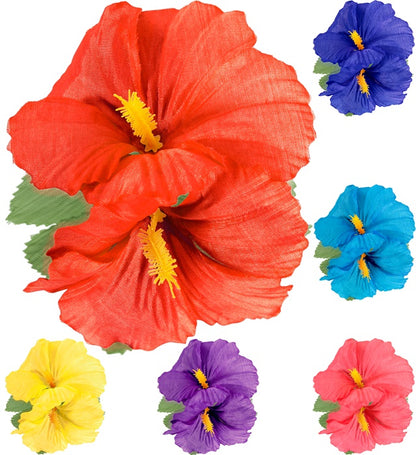 "HAARSPANGE MIT 2 HIBISKUSBLUMEN" sort. in 6 Farben