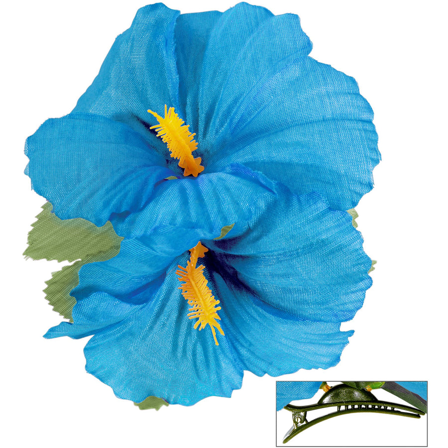 "HAARSPANGE MIT 2 HELLBLAUEN HIBISKUSBLUMEN"