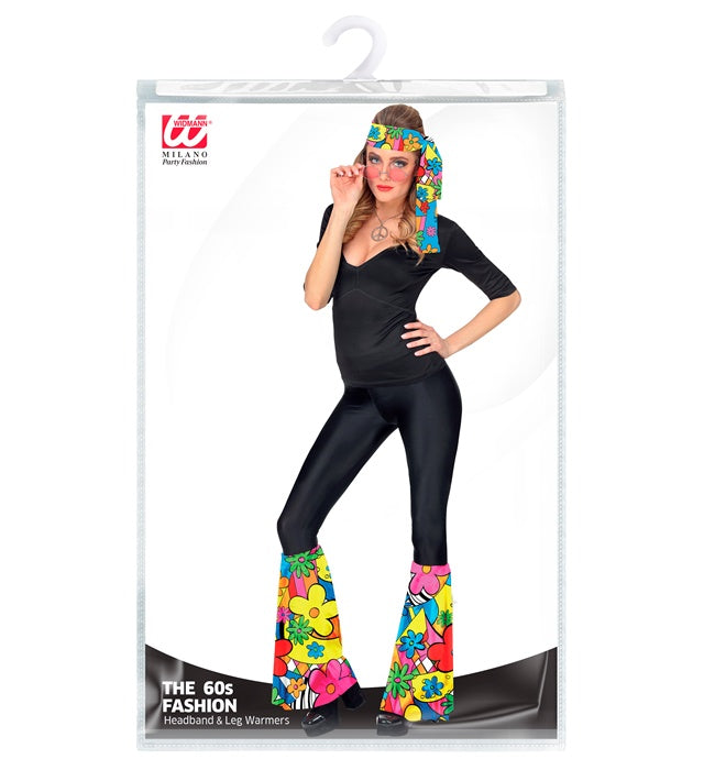 Widmann Flower-Power-Accessoire-Set mit Stirnband und Stulpen für 60er-Jahre-Look – Detailansicht