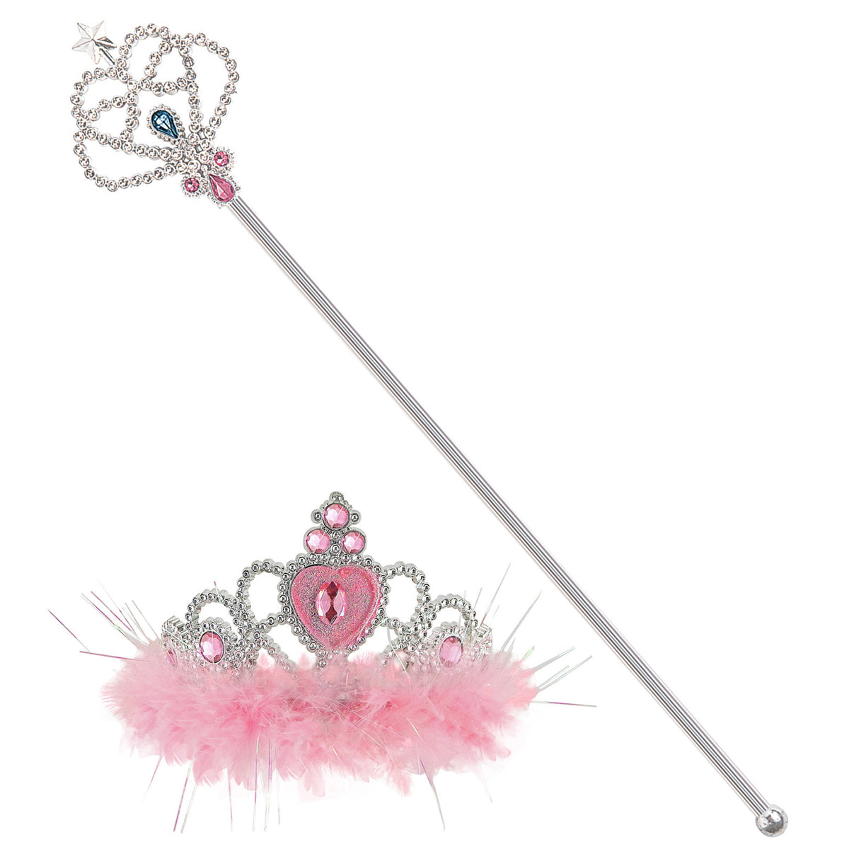 "KRONE UND ZAUBERSTAB MIT MARABOU" rosa