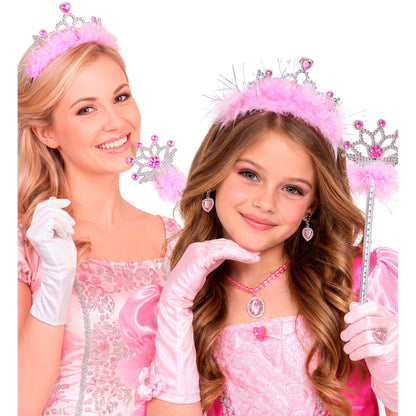 Widmann Zauberstab und Krone mit Marabou silbernes Accessoire-Set – Detailansicht