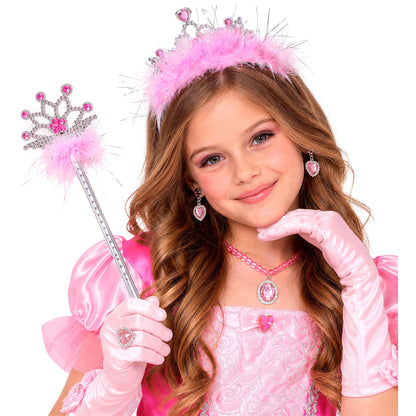 Widmann Zauberstab und Krone mit Marabou silbernes Accessoire-Set – Seitenansicht