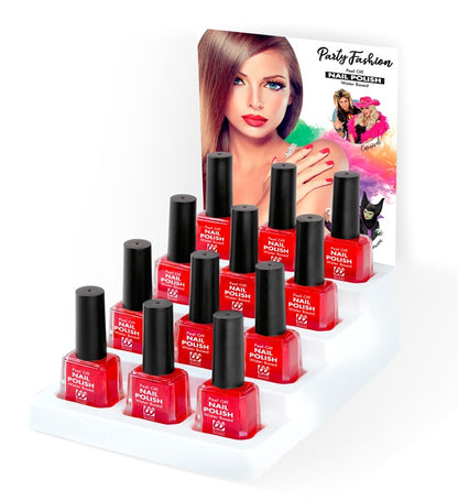 Display Box aus "12 ROTEN ABSETZBAREN WASSERBASISNAGELLACKEN" 8 ml