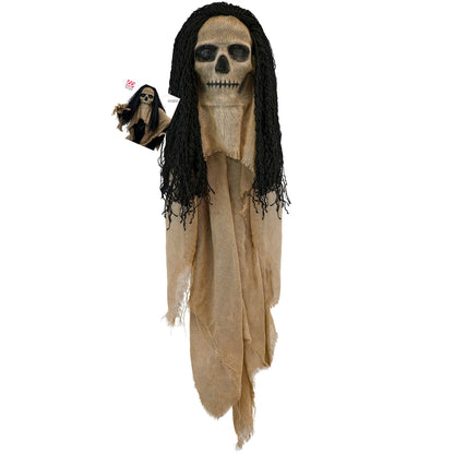 "MASKE TOTENKOPF MIT UMHANG UND HAAREN"