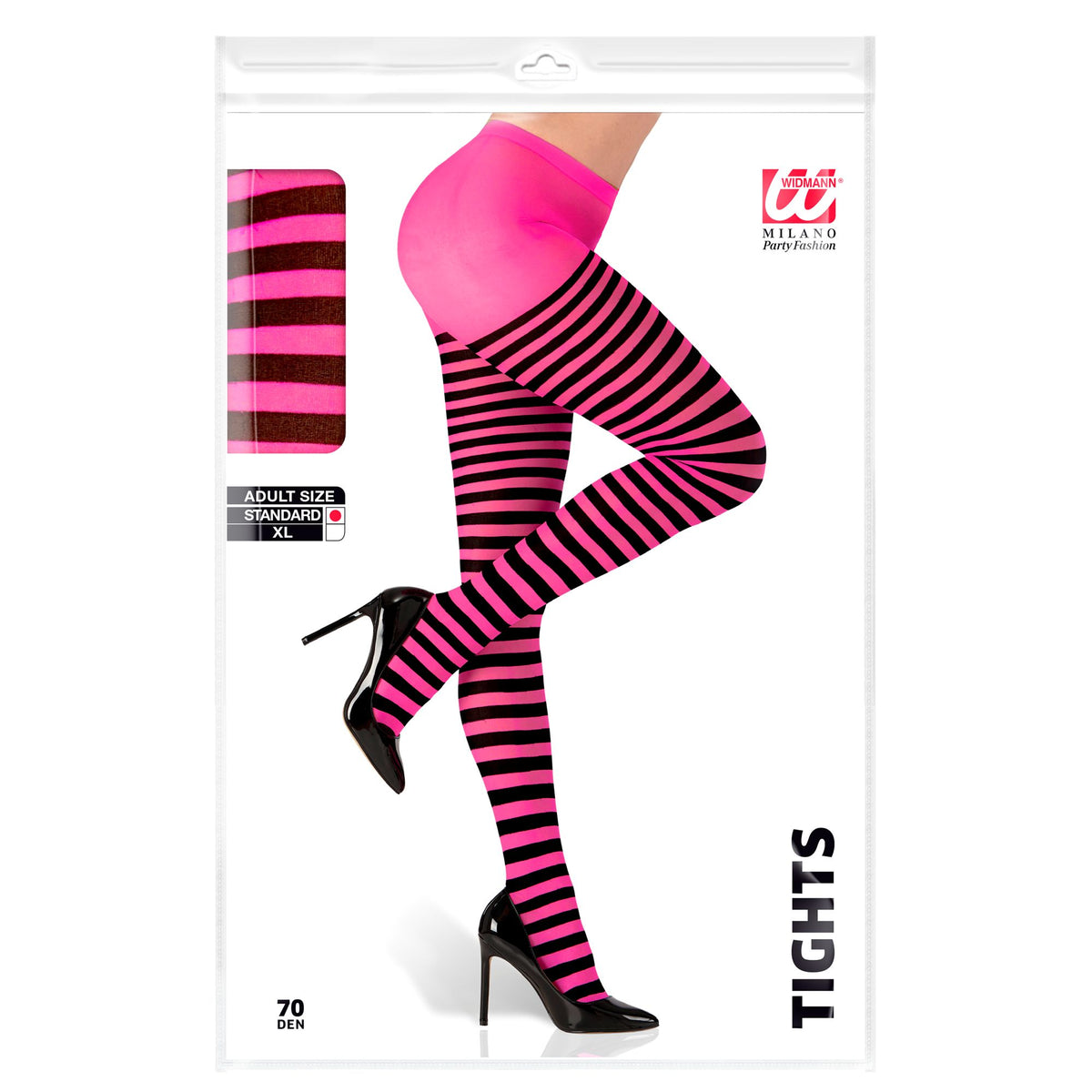 "PINK-SCHWARZ GESTREIFTE STRUMPFHOSE" 70 DEN