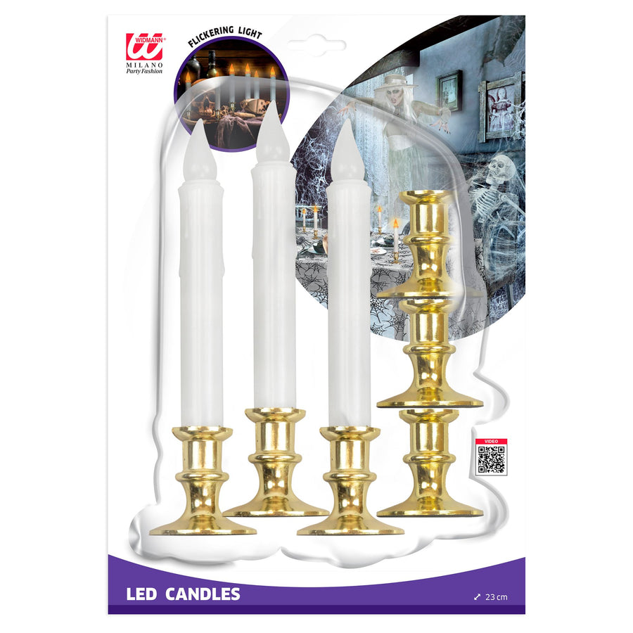 Widmann Set mit 6 weissen flackernden LED-Kerzen mit Timer, 23 cm – Detailansicht