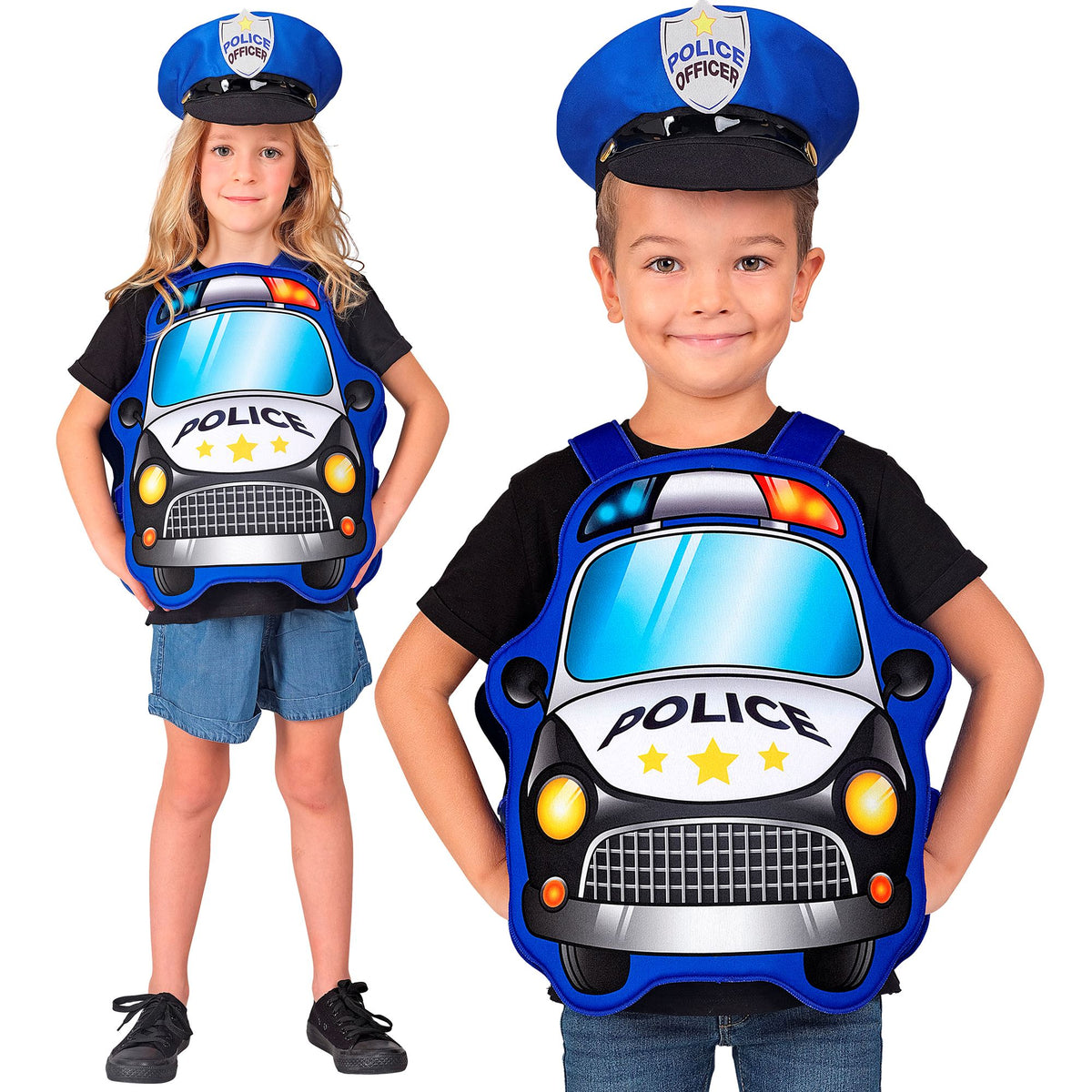 "POLIZIST" (Kostüm, Mütze)