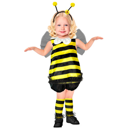 Bienenkostüm für Kinder von Widmann mit Oberteil, Shorts, Stulpen, Flügeln und Fühlern – Rückansicht
