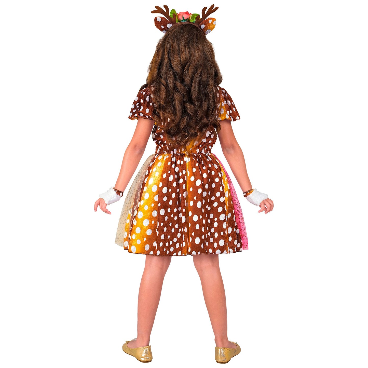 Widmann Reh-Kostüm für Kinder mit Kleid, Kopfschmuck und fingerlosen Handschuhen – Rückansicht