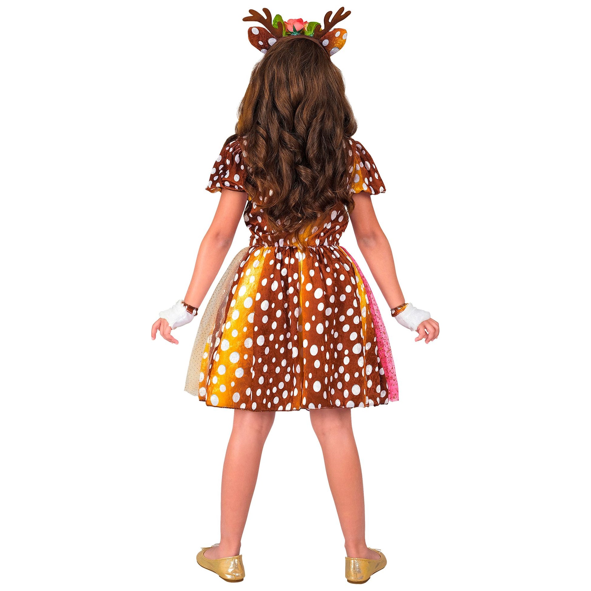 Widmann Reh-Kostüm für Kinder mit Kleid, Kopfschmuck und fingerlosen Handschuhen – Rückansicht