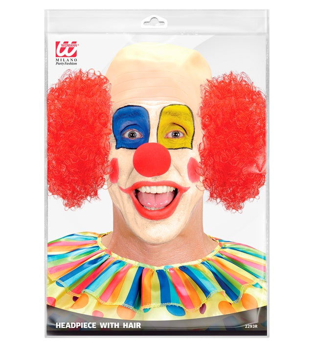 "LUXUS CLOWNGLATZE MIT LOCKIGEN ROTEN HAAREN"