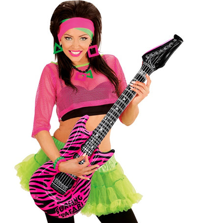 "AUFBLASBARE GITARRE IN PINKEM ZEBRAMUSTER" 105 cm