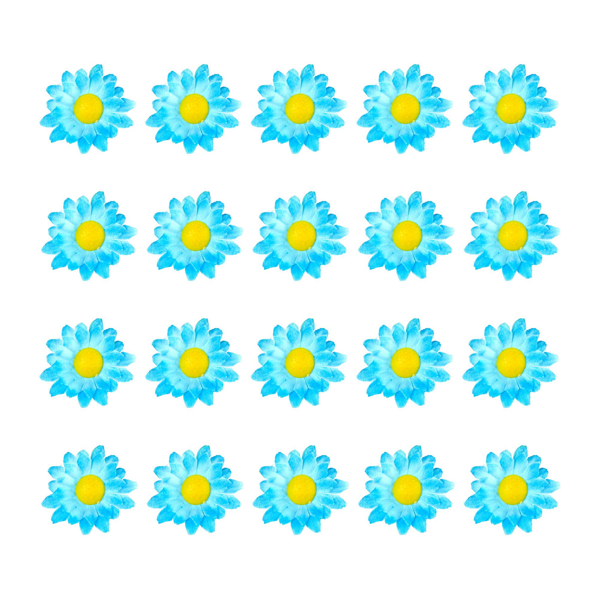 "BOX MIT 20 DEKOBLUMEN - HELLBLAU" zur Dekoration von Tischen, Hüten, Kostümen, Basteln usw.