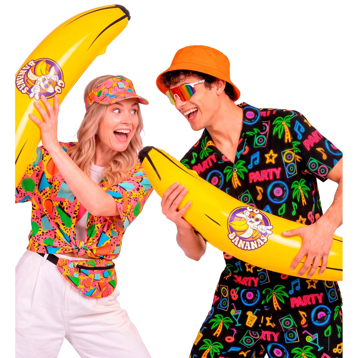 Widmann aufblasbare XXL-Banane gelb 100 cm aus PVC – Seitenansicht