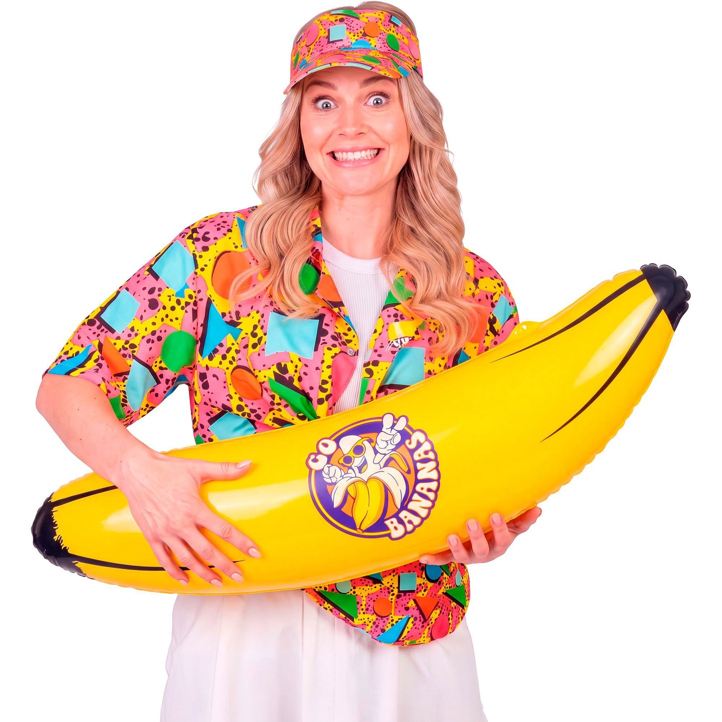 Widmann aufblasbare XXL-Banane gelb 100 cm aus PVC – Rückansicht