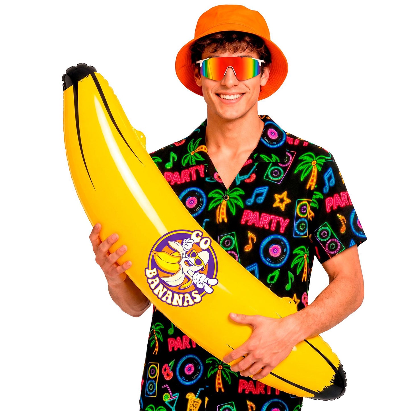 Widmann aufblasbare XXL-Banane gelb 100 cm aus PVC – Ansicht 7