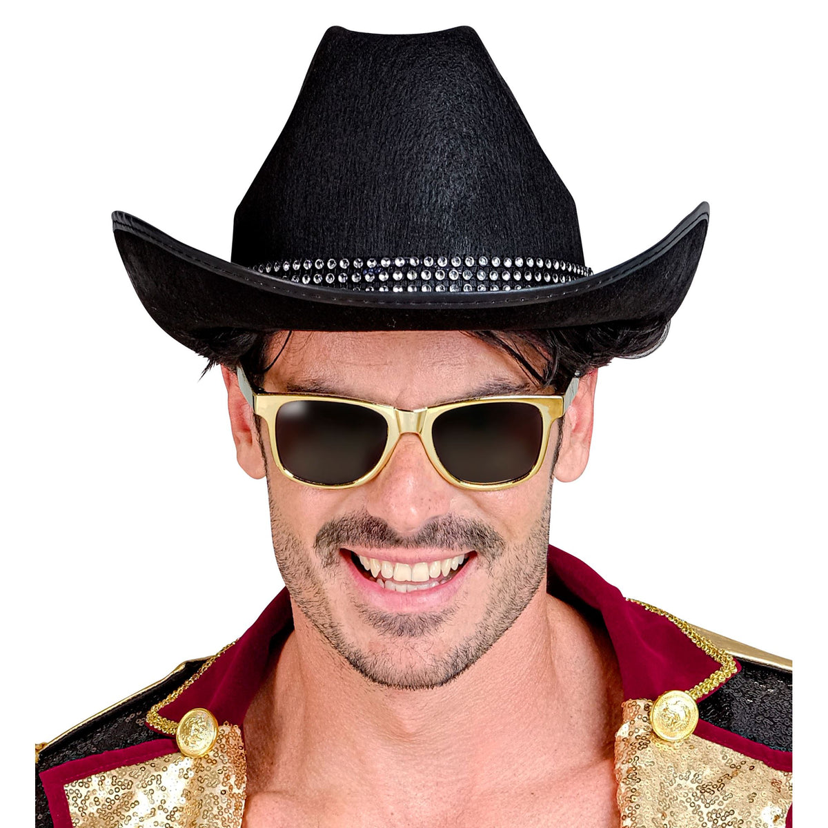 "SCHWARZER COWBOYHUT MIT STRASSBAND"