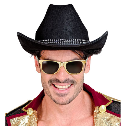"SCHWARZER COWBOYHUT MIT STRASSBAND"
