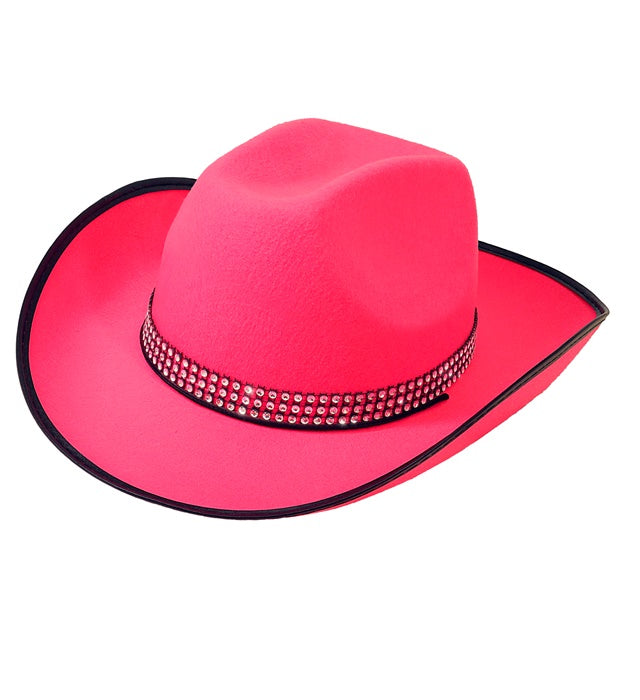 "COWBOYHUT MIT STRASSBAND" aus Filz - pink