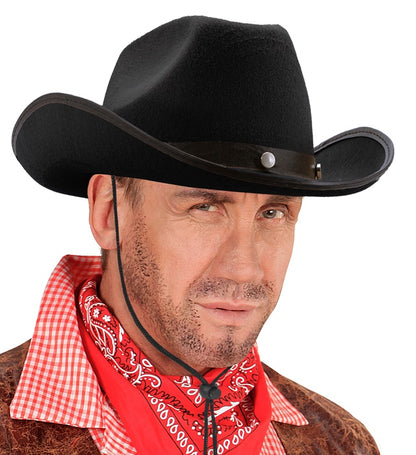 "SCHWARZER COWBOYHUT MIT METALLNIETEN"