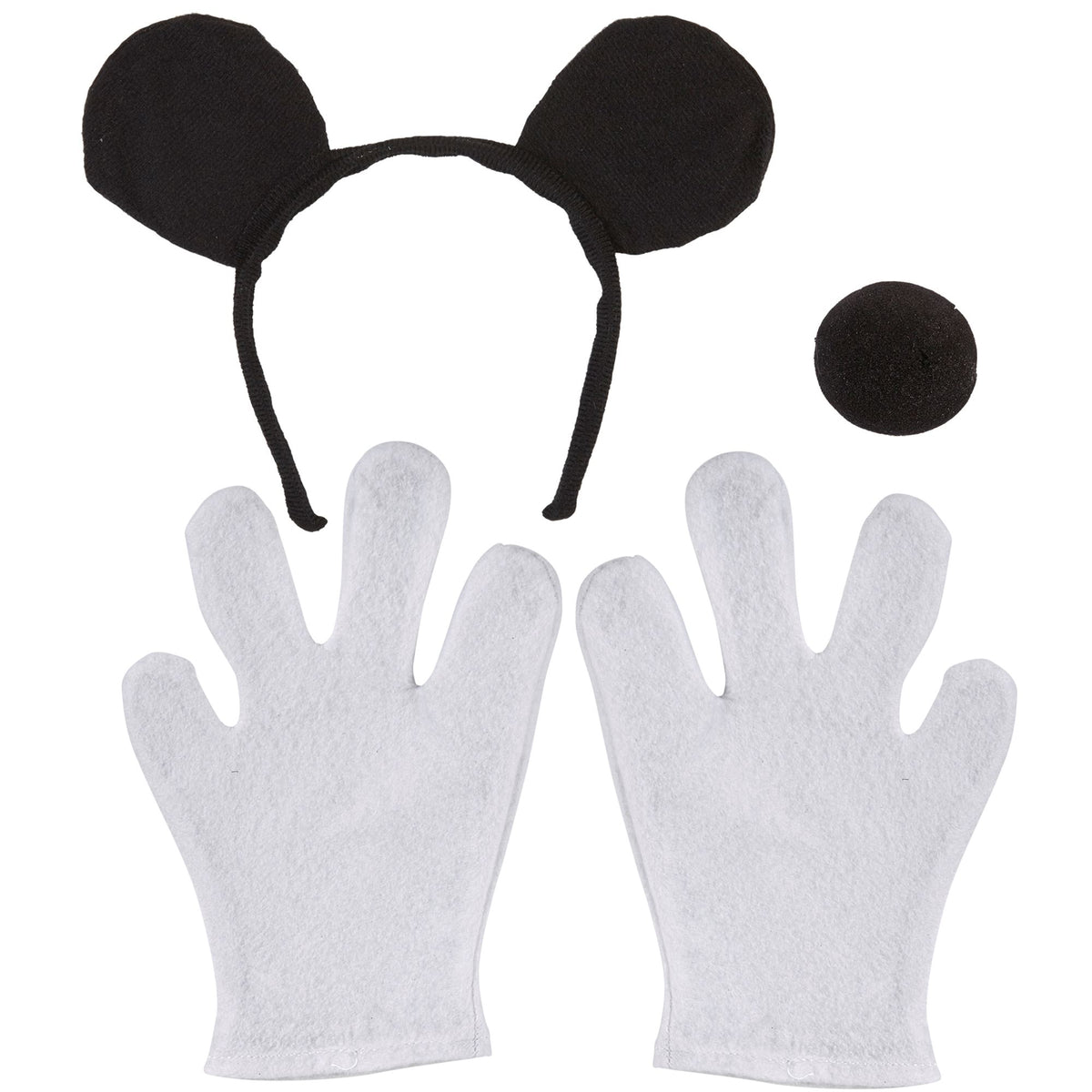 Widmann Mäuschen Dress-Up-Set mit Ohren, Nase und Handschuhen – Produktansicht