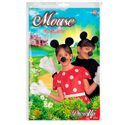 Widmann Mäuschen Dress-Up-Set mit Ohren, Nase und Handschuhen – Detailansicht