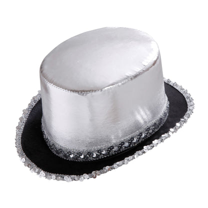 Silberner Zylinder Lamé mit Paillettenverzierung von Widmann, 11 cm – Produktansicht
