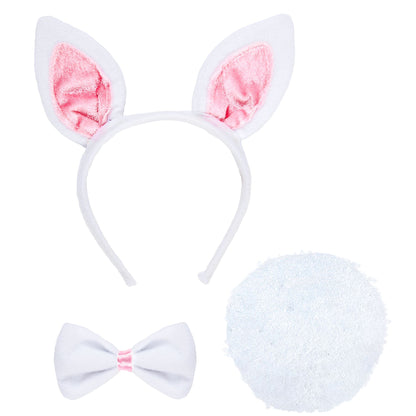 Widmann Häschen Dress-Up-Set mit Hasenohren Fliege und Schwanz in Weiss – Produktansicht
