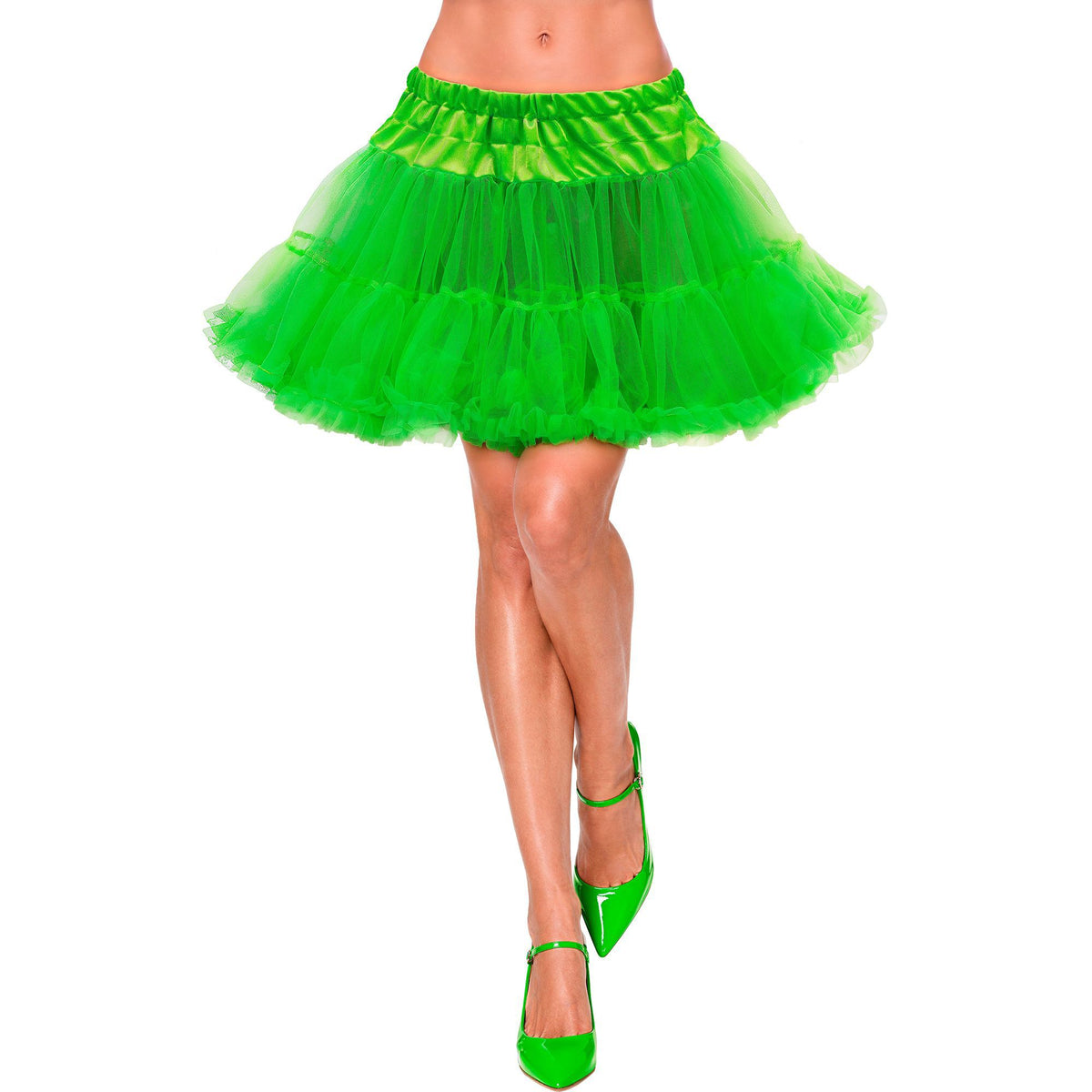 Widmann Röcke und Tutus Neon grüner Tüll-Petticoat für Fasnacht und Mottopartys
