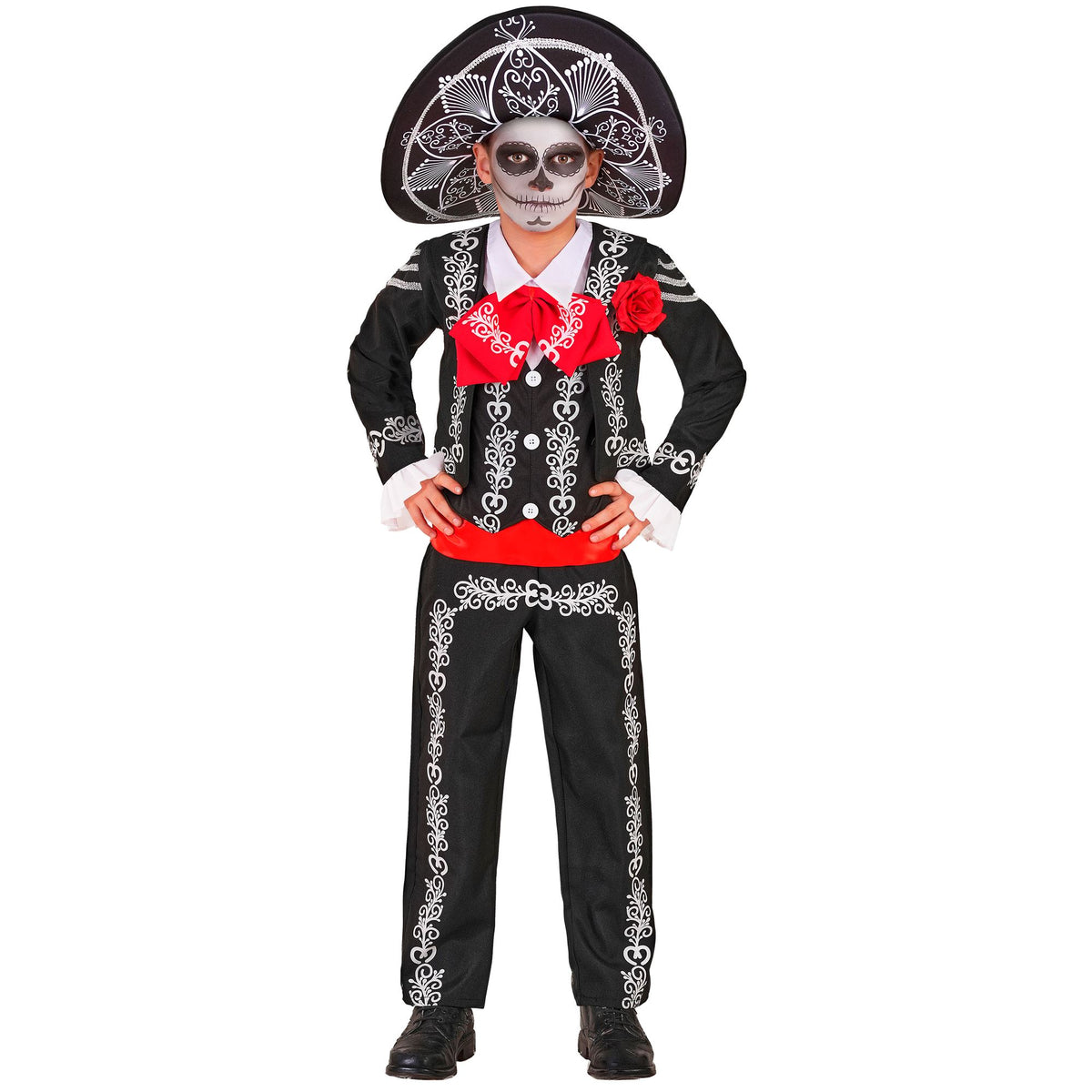 "MARIACHI DIA DE LOS MUERTOS" (Jacke, Hemd mit Weste und Fliege, Hose, Sombrero)