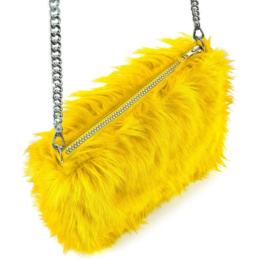 Handtasche Langhaarplüsch Gelb – Stylisches Accessoire für Fasnacht & Mottoparty