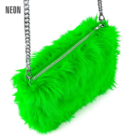Widmann neon grüne Handtasche aus Langhaarplüsch – Produktansicht