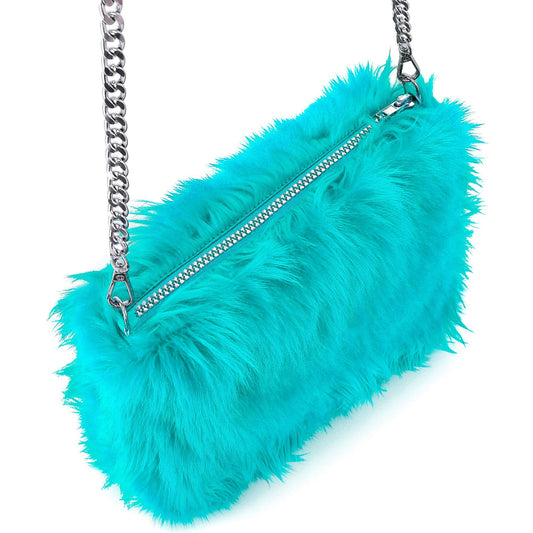 Handtasche Langhaarplüsch Hellblau – Weiches Accessoire für Fasnacht & Mottoparty