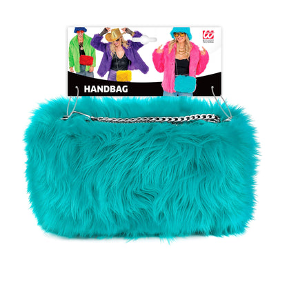 Hellblaue Handtasche aus Langhaarplüsch von Widmann für Fasnacht – Detailansicht