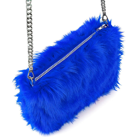 Handtasche Langhaarplüsch Blau – Stylisches Accessoire für Fasnacht & Mottoparty