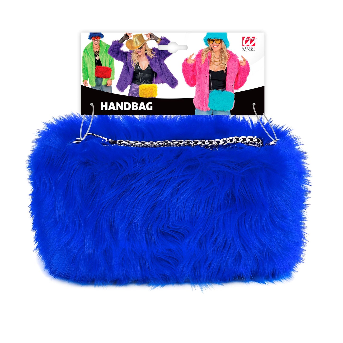 Blaue Widmann Handtasche aus Langhaarplüsch für Fasnacht – Detailansicht