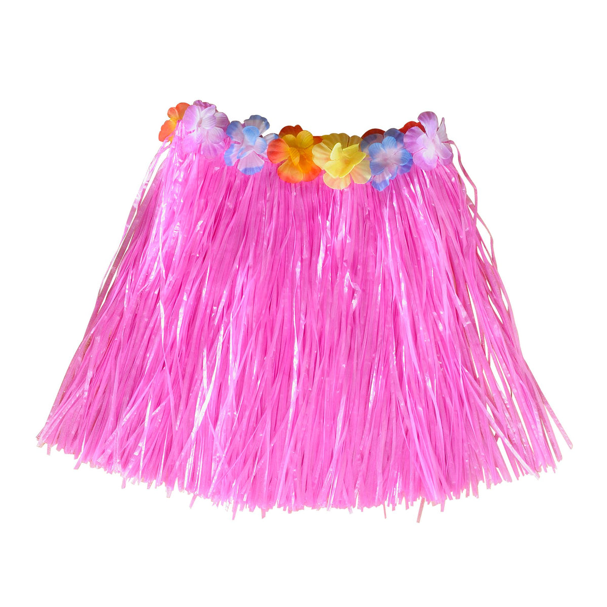 Pinker Hawaii-Bastrock für Kinder mit Blumengürtel, 40 cm, Widmann – Rückansicht