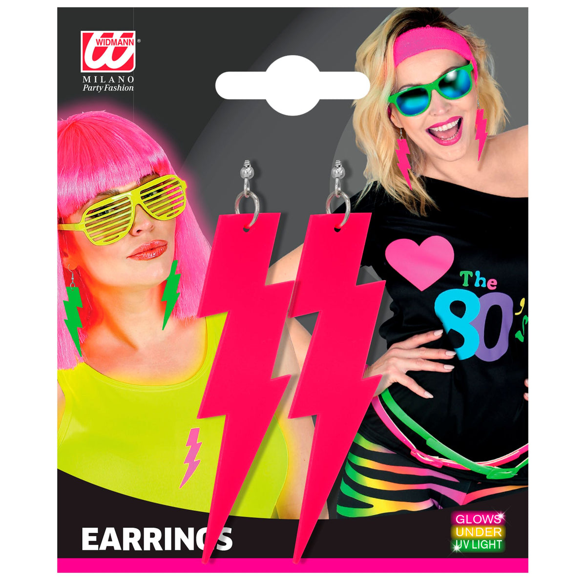 "NEON PINKE 80er JAHRE BLITZ OHRRINGE"
