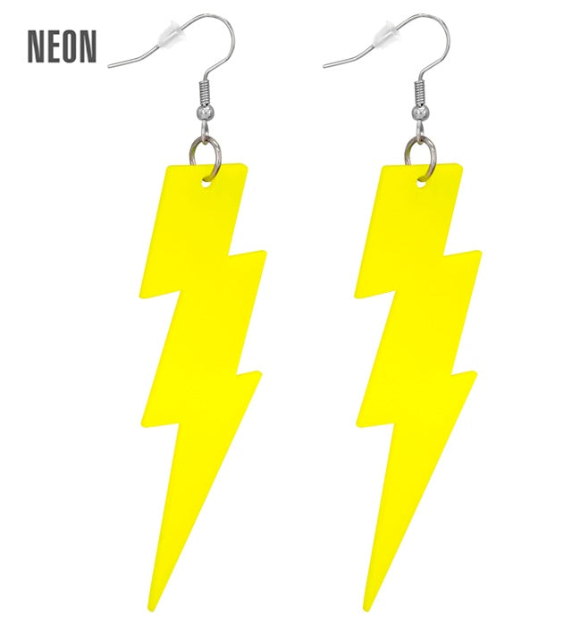 "NEON GELBE 80er JAHRE BLITZ OHRRINGE"