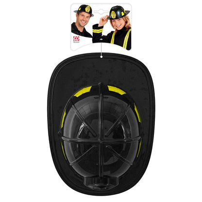 Schwarzer Feuerwehrhelm aus Hartplastik von Widmann – Detailansicht