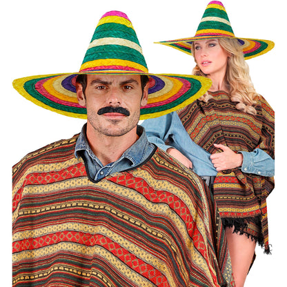 Mehrfarbiger Sombrero 50 cm aus Palmblatt von Widmann – Detailansicht