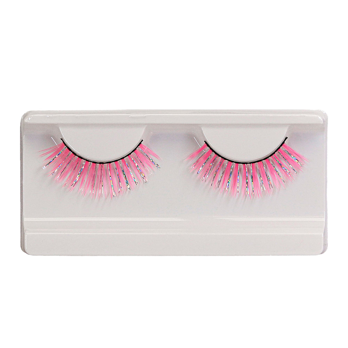 Rosa holografische Fashion-Wimpern von Widmann mit Klebstofftube – Detailansicht